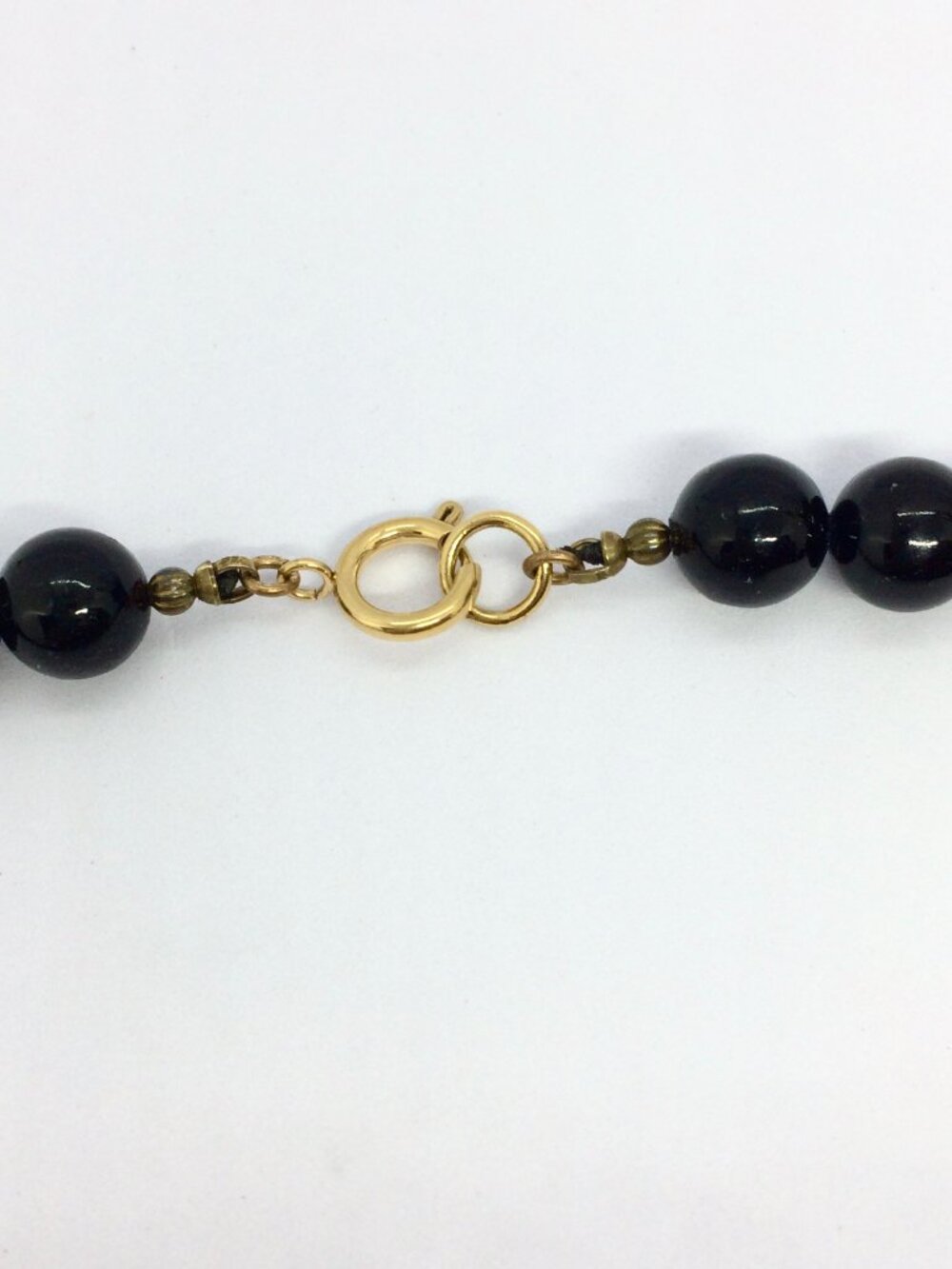 VINTAGE CLOISONNE NECKLACE Black Bead Floral Pendant Gold Tone Statement 22in - Picture 15 of 16